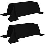 White Classic WEALUXE Black Tablecloth 90x132 - Black Table Clothes for 6 Foot Rectangle Tables, Stain and Wrinkle Resistant Washable Fabric [2 Pack]