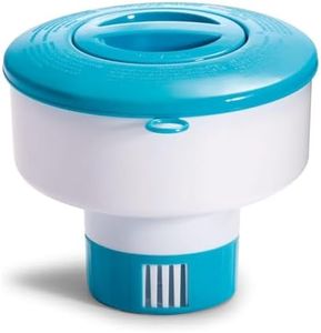 Virsus Dosatore Galleggiante per Cloro Bianco e Azzurro, Dispenser per Pastiglie di Cloro per acque di Piscina, Flusso Regolabile, Vasche e Spa (Diam. 17,8 cm)