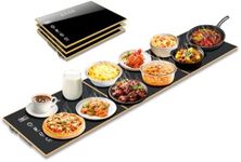 Electric Warming Tray, Extra-Long 47.24'' x 11.81'' Glass Surface, 3-in-1 Warming Mat for Food, with 7 Temperature + 8-Hour Timer Settings, Modular Food Warmers for Parties Buffet for Catering