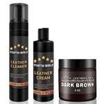 STARTSO WORLD Leather Restoration Kit | Includes Leather Recoloring Balm, Leather Cleaner, Protection Cream, Sponge & Cloth | Restores & Repairs (Dark Brown)