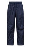 Mountain Warehouse Spray Kids Waterproof Over Trousers - Breathable Childrens Over Pants, Half Leg Zip, Taped Seams Rain Pants - for Travelling & Outdoors Navy Kids Size 2-3 Years