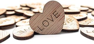 Wooden Heart Confetti ~ Love ~ Wood Hearts, Wood Confetti Engraved Love Hearts- Rustic Wedding Decor (100 count)