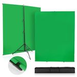 SEDGEWIN Green Screen Background with Stand 6.5x5ft, Photography Backdrop Greenscreen Kit with Upgraded Backdrop Stand Chromakey Support for Photo Studio Streaming Gaming YouTube Video