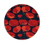 Round Mouse Pad Bright Red Poppy Pe