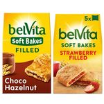 Breakfast Biscuit Bundle with Belvita Soft Filled Chocolate Hazelnut Breakfast Biscuits 250g and Soft Filled Strawberry 250g (2 Pack)