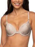 Lily of France Women's Extreme Ego Boost Add A Size Push Up Demi Tailored Bra #2131101,Barely Beige,36B