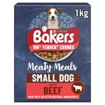 BAKERS Meaty Meals Small Adult Dry Dog Food Beef 1kg (Pack of 5)