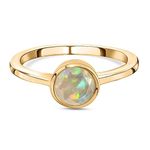 GOLDHARTZ Ethiopian Welo Opal October Birthstone Bezel set Solitaire Ring in 18K Yellow Gold Vermeil Overlay Sterling Silver for Women | 12 Birthstones | Best Gift for Her (GH0173J-Opal Ring_21)