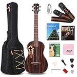 Batking Baritone Ukulele Electric, 30 Inch All Blackwood Acoustic Ukelele Kit with Truss Rod with EQ with Gig Bag,Strap,Nylon String,Electric Tuner,Pick,shaker