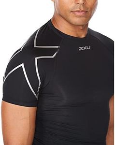 2XU Men's Core Compression T-Shirt - Enhance Performance and Recovery - Black/Silver - Size Medium