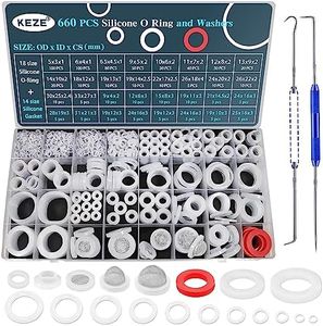 KEZE 660 PCS 18 Size Clear Food Grade Silicone O Ring Assortment Kit and 14 Size Silicone Washer Set,Silicone O ring for Seal Plumbing Faucet Hose