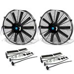 DNA Motoring RAF-14+FMK-X2 2Pcs 14" Inch Electric Radiator Cooling Fan kit (Black)