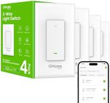 GHome Smart Switch, 3 Way Wi-Fi Light Switch Compatible with Alexa and Google Home, 2.4GHz Schedule Timer, Neutral Wire Required, 3-Way Installation, FCC Listed (4-Pack), White