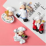 UNIVERSE LIGHTS Italian Fat Chef Fridge Magnets Set of 4, Cute Chef Figurine Statue Decorations for Home Kitchen Restaurant, Funny 3D Resin Baker Refrigerator Decors Accessories