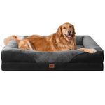 EHEYCIGA XL Dog Bed Memory Foam, Extra Large Orthopedic Dog Beds Sofa with Sides and Waterproof Liner, Pet Couch with Washable Removable Cover and Non-Slip Bottom, 106x76x19cm, Charcoal