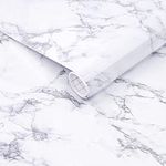 Arthome Marble Contact Paper,43.5cmx200cm Self Adhesive Wallpaper Waterproof Gloss PVC Vinyl, Oil Proof,White/Gray Granite Paper,Marble Vinyl Paper for Furniture Surface,Countertop,Kitchen