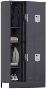 SAPITAL 6-Door Metal Lockers for Employees, 72" H 16-Gauge Heavy-Duty Lockable Steel Storage Cabinet with Shelves and Hooks for Office, Gym, School and Garage