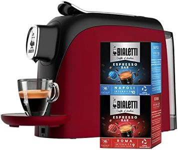 Bialetti Mignon, Macchina Caffè Espresso Incluse 32 Capsule, Funziona esclusivamente con Capsule Bialetti, Rosso