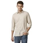 Cavallo by Linen Club Men's Brown Striped Slim Fit Full Sleeve Casual Shirt (Size:-39)-CASFST8039063039