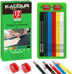 12 PCS Tailors Pencil Set, Sewing Fabric Pencils and Fabric Marker Pens for Quilting, Sewing, Dressmaking Supplies, Water-Soluble, 6 Colors, Includes 2 Sharpeners