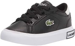 Lacoste Unisex-Child Powercourt Sneaker, Black/White, 5 Toddler