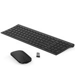 Rechargeable Wireless Keyboard Mouse, Seenda Slim Thin Keyboard and Mouse Set with Long Battery Life QWERTY UK Layout for Windows PC Laptop Computer-Black