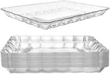 Prestee 24 Plastic Serving Trays 9x13 Inches Rectangular Disposable Serving Trays and Platters for Parties, Clear Plastic Tray for Food, Trays for Serving Food, Party Platters and Trays, 24pk