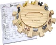 plusvivo Mexican Train Dominoes Accessories Set-Including a 7.89-Inch Wooden Mexican Train Hub up to 12 Players, 12 Metal Train Markers, and a 70-Sheet Mexican Train Score Pads