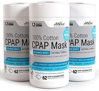 AWOW Professional CPAP Mask Cleaning Wipes, 186 Unscented Cotton CPAP Mask Wipes | Perfect for Your CPAP Accessories Kit