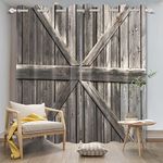 DORCEV Rustic Barn Door Window Curtains Farmhouse Grey Wooden Door Garage Door Blackout Window Treatment for Living Room Bedroom Rural Farm Style Room Darkening Window Drapes,42x108 inch,2 Panels