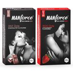 Manforce Combo - Xotic Chocolate, Strawberry Flavoured | 20 pcs |Extra Dotted, Contoured, & Lubricated Latex Condoms