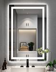 Klajowp 36''x24'' LED Bathroom Mirror with Front + Backlit, Tempered Glass Bathroom Mirror with Lights, Anti-Fog, 3 Colors with Stepless Dimmable Memory Bathroom Vanity Mirror for Wall, Shatterproof