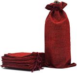 Bezall 10Pcs Burlap Wine Bags, Jute Drawstring Wine Gift Bags for 750ML Liquor Bottles, Champagne Wine Bottle Covers for Christmas, Wedding, Birthday, Blind Tasting, Holiday Party Favor (Wine)