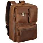 TIDING Leather Laptop Backpack Convertible into Briefcase Handmade Business Rucksack Bag 15.6" Computer for Men Travel Daypack, Light Brown