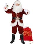 Ahititi Santa Claus Costume for Men Deluxe Professional Santa Suit Adults 11pcs Red Mens Outfit Christmas Clause Suits Adult L