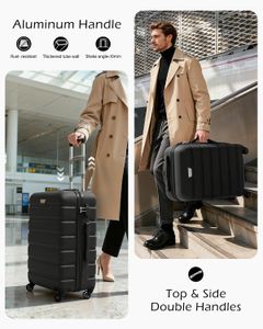 COOLIFE 3-Piece Luggage Set – Lightweight ABS+PC Suitcases, Spinner Wheels, Black