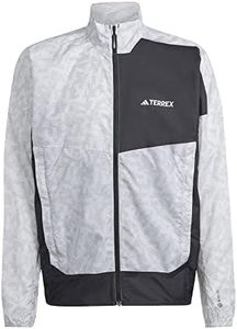 Adidas BVC35 Men's Running Windbreaker Terex Trail Running Wind Jacket, HZ1299: WHT/GRY Two, 3XL