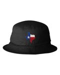 One Size Black Adult Texas Flag Embroidered Bucket Cap Dad Hat