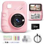 TIATUA Kids Camera Instant Print, 3.0" HD Screen 48MP Instant Camera for Kids with 32G Card & 3 Print Paper, 1080P HD Digital Camera for Toddler, Fun Gift for Girls Boys 3-12 Years Old