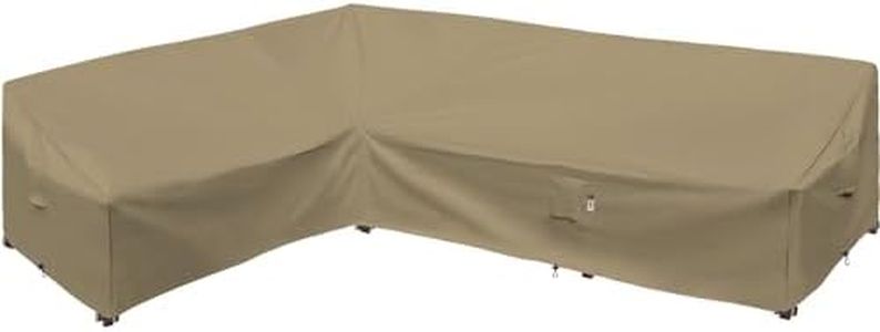 Flexiyard Heavy Duty Outdoor Sectional Sofa Cover, 90"X120" Waterproof 600D Patio Sectional Couch Cover, Lawn Patio Furniture Cover (Desert Khaki, L-Shaped-Left Facing-90 x120)