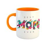 ASHVAH Best Mom Ever Ceramic Printed Coffee Mug | Special | Birthday | Anniversary | Mothers Day Gift for Mom | Mother | Mummy - Orange