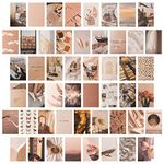 50PCS Beige Aesthetic Picture for Wall Collage, 4x6’’ Boho Cards, Cream Collage Print Kit, Warm Color Room Decor for Girls, Wall Art Print for Room, Dorm Photo Display, VSCO Poster for Bedroom