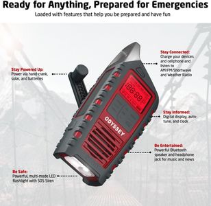 Eton Odyssey Hand Crank NOAA Weather Radio – AM/FM, Bluetooth, Solar, Phone Charger
