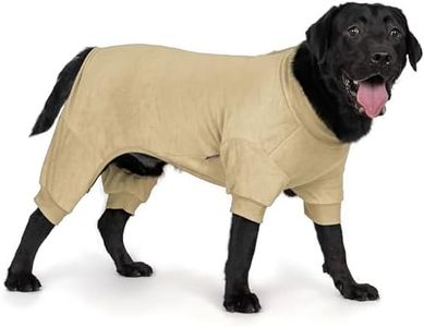 cyeollo XXXL Fleece Dog Pajamas, Soft Dog Pjs for Large Dogs Thermal Doggie Onesie Stretchy Doggy Sweaters Winter Dogs Coat Pet Jammies Doggie Clothes Female & Male, Beige 3XL