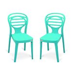 Oaknest Unboxing Furniture Supreme Oak Plastic Chair | Armless Chair For Dining Room | Bearing Capacity 120 Kgs | 6 Months Warranty (Aqua Blue, Set Of 2 Chairs)