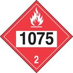 Accuform Signs MPL724VS1 Adhesive Vinyl 4-Digit DOT Placard, Hazard Class 2, Legend "1075" (Liquefied Petroleum Gas), 10-3/4" Length x 10-3/4" Width x 0.004" Thickness, Black/White on Red