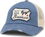 AMERICAN NEEDLE Valin Mesh Trucker Snapback Hat, Ford Bronco Tough, Orville (Stone/Steel), One size