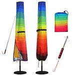 Daily Treasures Rainbow Parasol Cover,420D Oxford Fabric Garden Umbrella Cover Waterproof with Telescopic Rod,Parasol Canopy Cover Fits 8ft to 11ft,Large Parasol Cover Windproof & Dustproof