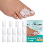 Gel Toe Protector, (14pcs Medium) Open Toe Sleeves, Toe Caps, Breathable Toe Cushions for Blisters, Corns, Hammer Toes, Toenails Loss (Infused with Aloe Vera Extract)