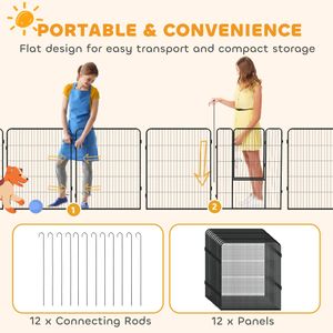 PawHut 12-Panel Dog Playpen, 60cm – Indoor/Outdoor Pet Fence